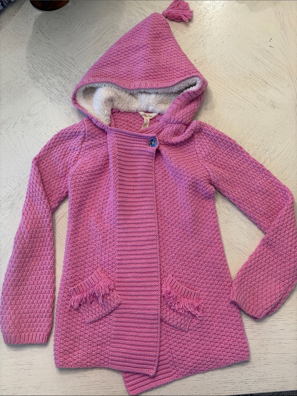 Matilda Jane Pink Knit Hooded Sweater with Plush Lining